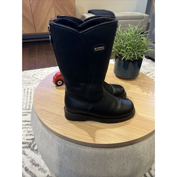 Pajar Women's Black Leather Waterproof Shearling Lined Back Zip Boots Size 7 - Picture 4 of 15